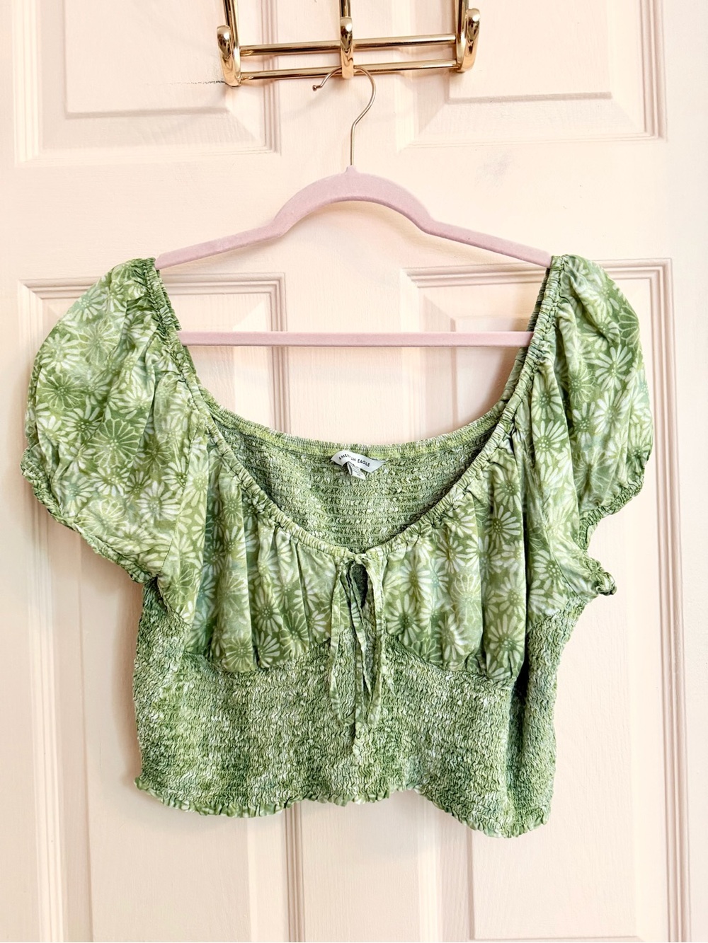 Green American eagle crop top